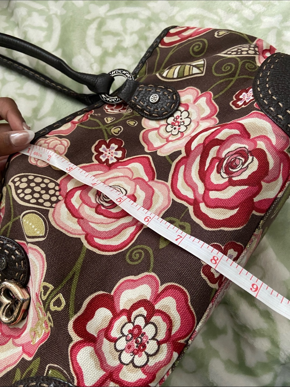 Brighton Floral Shoulder Bag with Heart Charm - Black and Pink - Picture 5 of 6